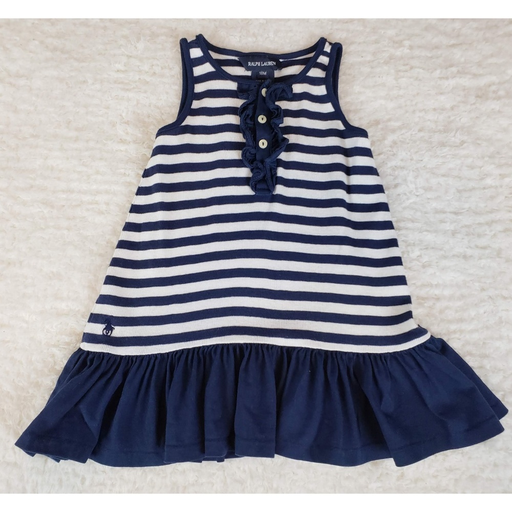 Ralph Lauren Navy White Striped Dress Size 18M